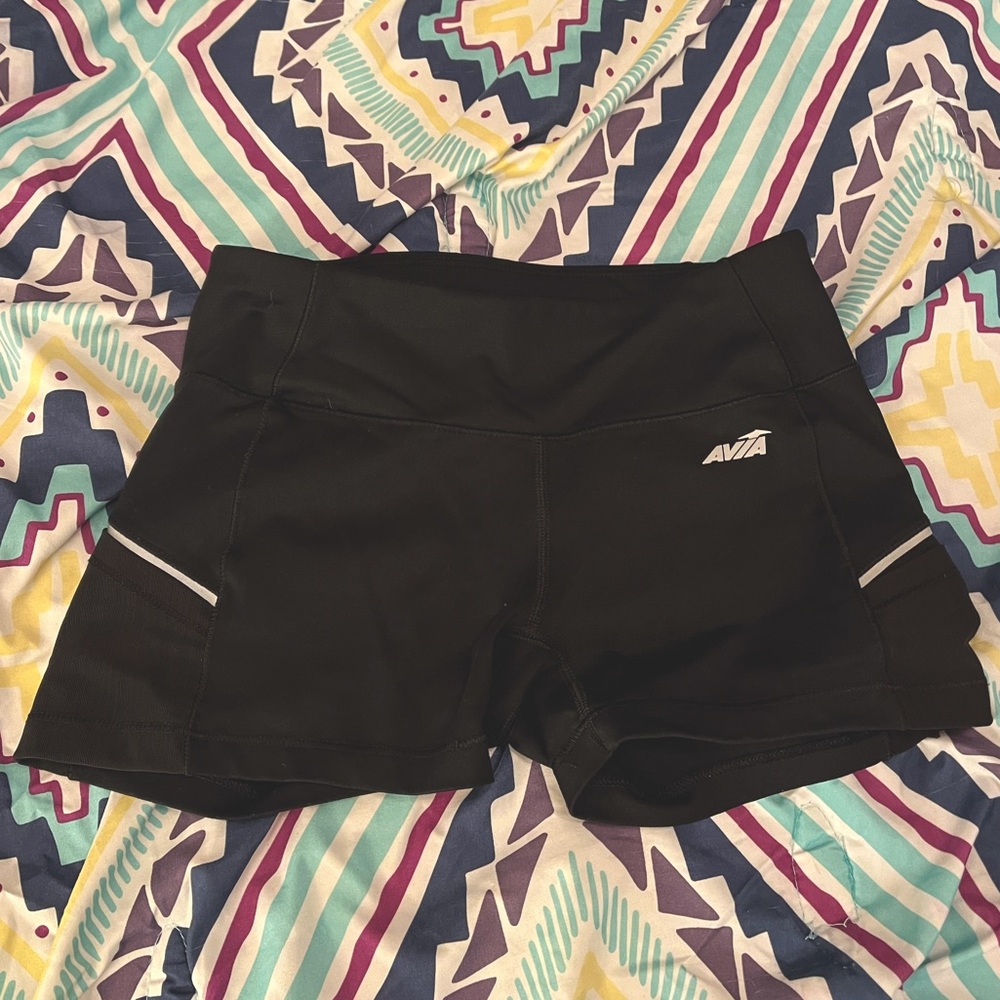 Avia athletic shorts. US size XS. Black & white. Medium wear, good condition.